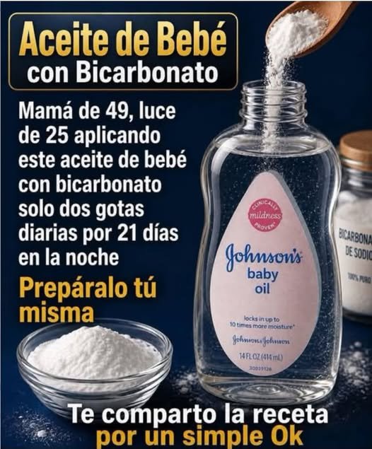 Preparación de la mezcla de aceite de bebé y bicarbonato de sodio