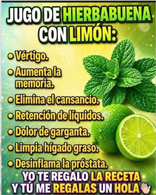 Jugo de hierbabuena con limón