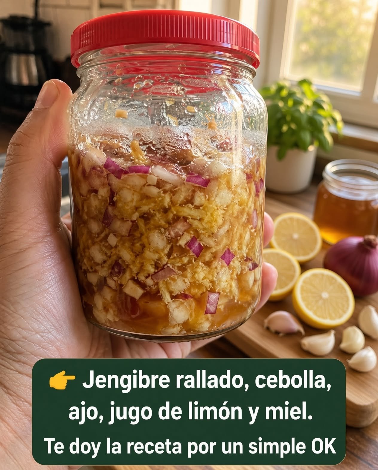 Ingredientes naturales jengibre rallado cebolla ajo jugo de limón y miel