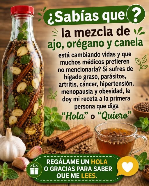 Infusión de Ajo Orégano y Canela