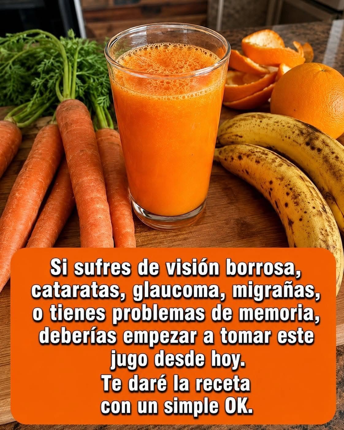 Jugo revitalizante de zanahoria, naranja y banana