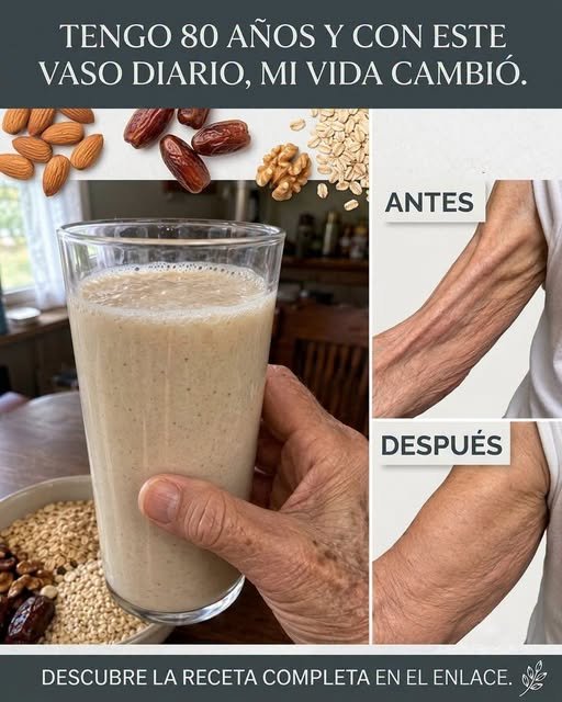 Batido nutritivo de avena, almendras y dátiles