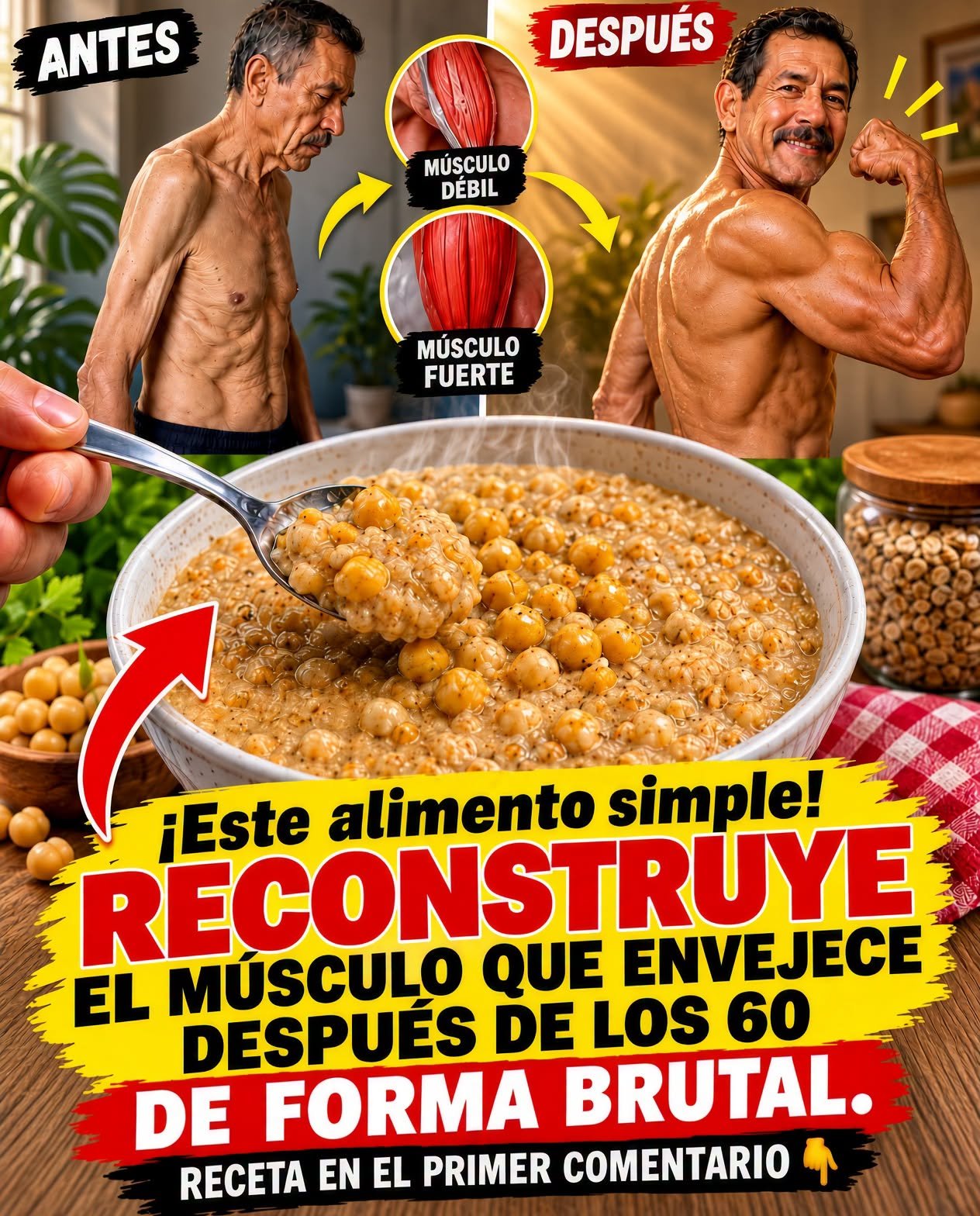 Antes y después de mejorar la masa muscular