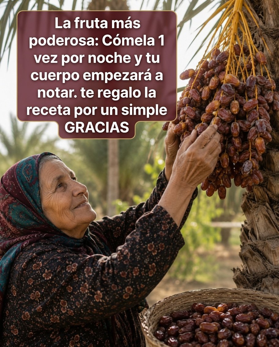 Mujer recogiendo dátiles de una palmera