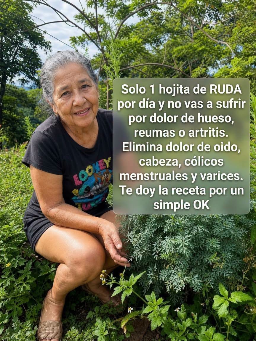 Mujer en jardín sosteniendo planta de ruda