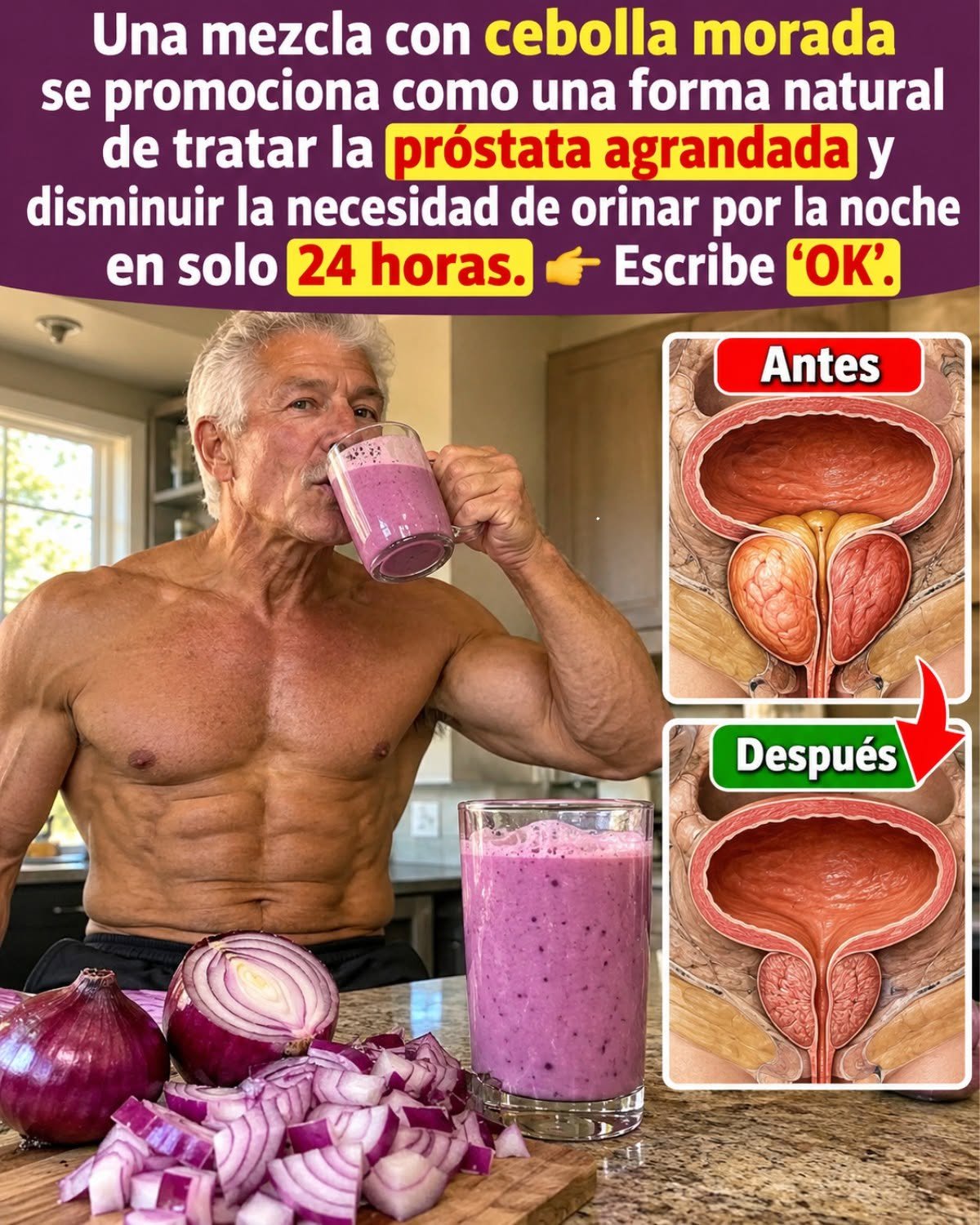 Cebolla morada y hojas frescas