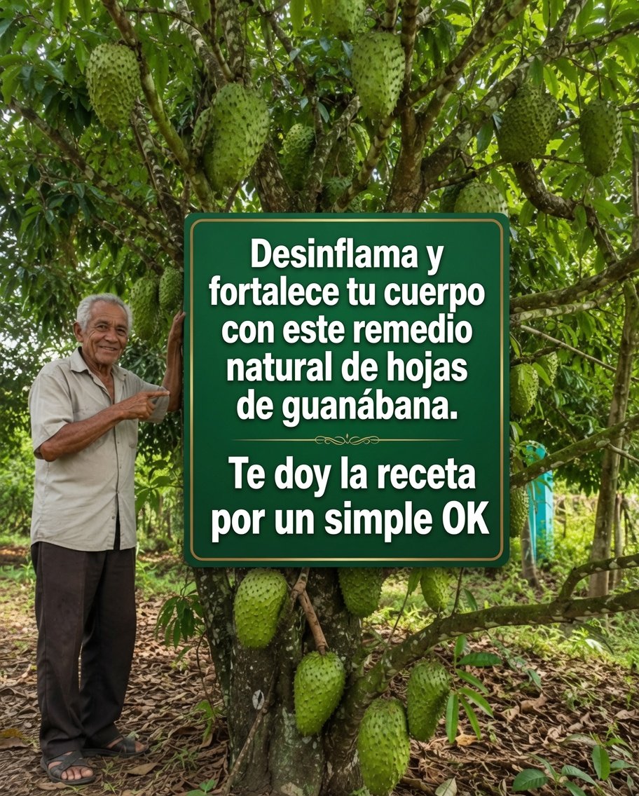 Hombre junto a un árbol de guanábana