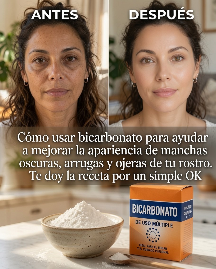 Resultado previo y posterior del uso de bicarbonato para mejorar la piel